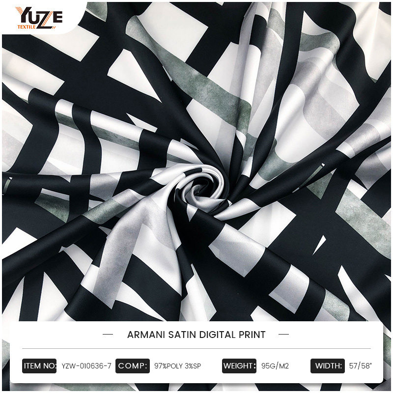 YZW-010636-7 Bản in kỹ thuật số satin Armani