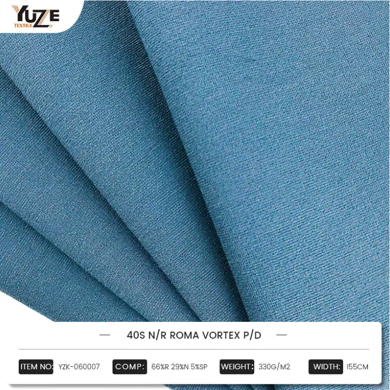 YZK-060007 40S N/R Roma Vortex P/D: Kết hợp các hỗn hợp hiệu suất cao của công nghệ kéo sợi Rayon, Nylon và Spandex, Vortex Vortex tạo ra một lựa chọn thời trang bền và thoải mái